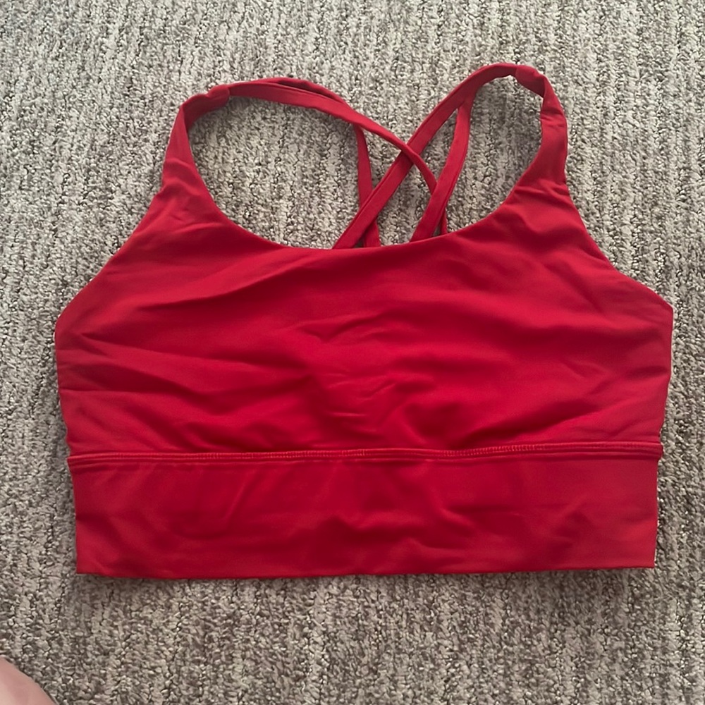 Lululemon Energy Longline Bra - Dark Red - Size: 6